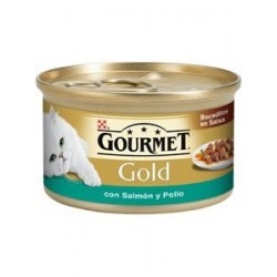 GOURMET GOLD BOCADITOS EN SALSA SALMON & POLLO 85gr.