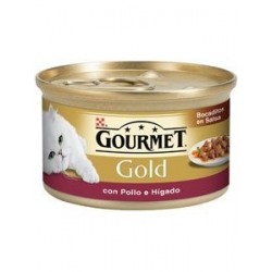 GOURMET GOLD BOCADITOS EN SALSA POLLO & HIGADO 85gr.